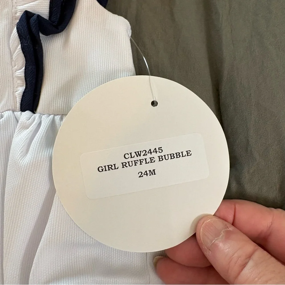 Classic Whimsy Flutter Sleeve Bubble Monogramable Romper. Size 24 months.